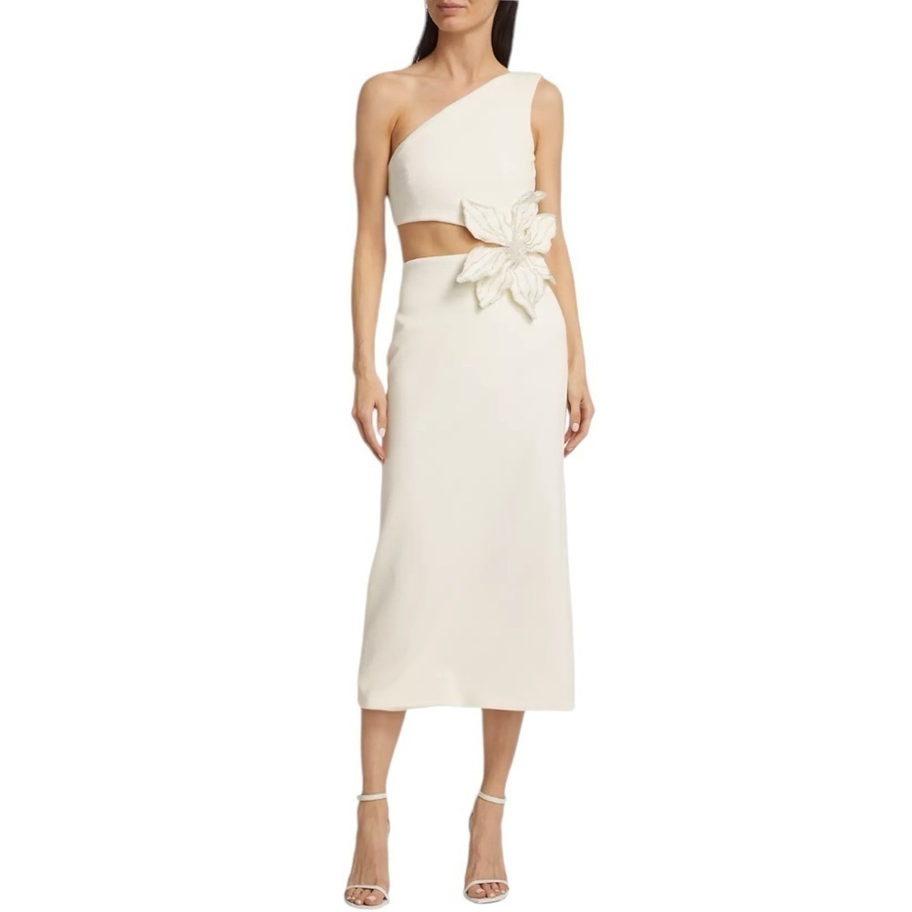 PatBO - NWT One-Shoulder Knit Appliqué Midi-Dress Sz 4